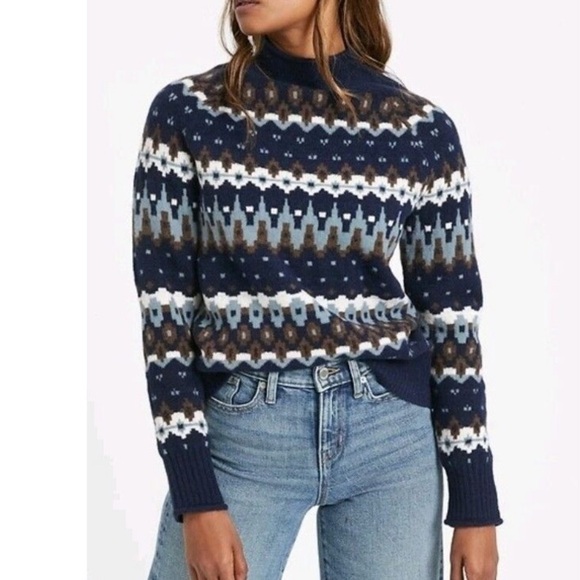 Banana Republic Fair Isle Mock Neck Sweater Women's Size XS - Picture 1 of 8